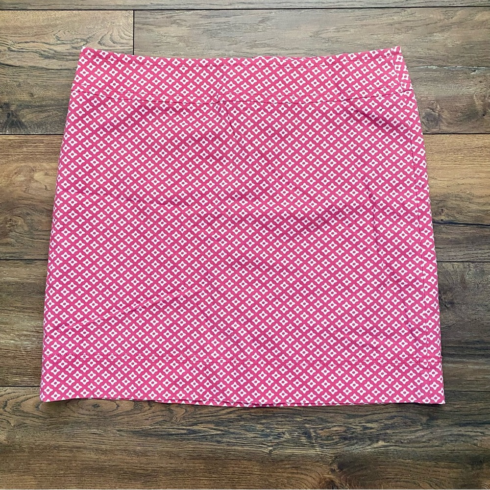 Talbots Skirt 16 Pink / White Lined 1/4 zip reverse